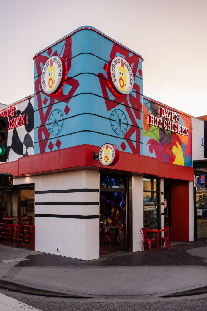 Exterior shot of Dave's Hot Chicken in Long Beach, CA