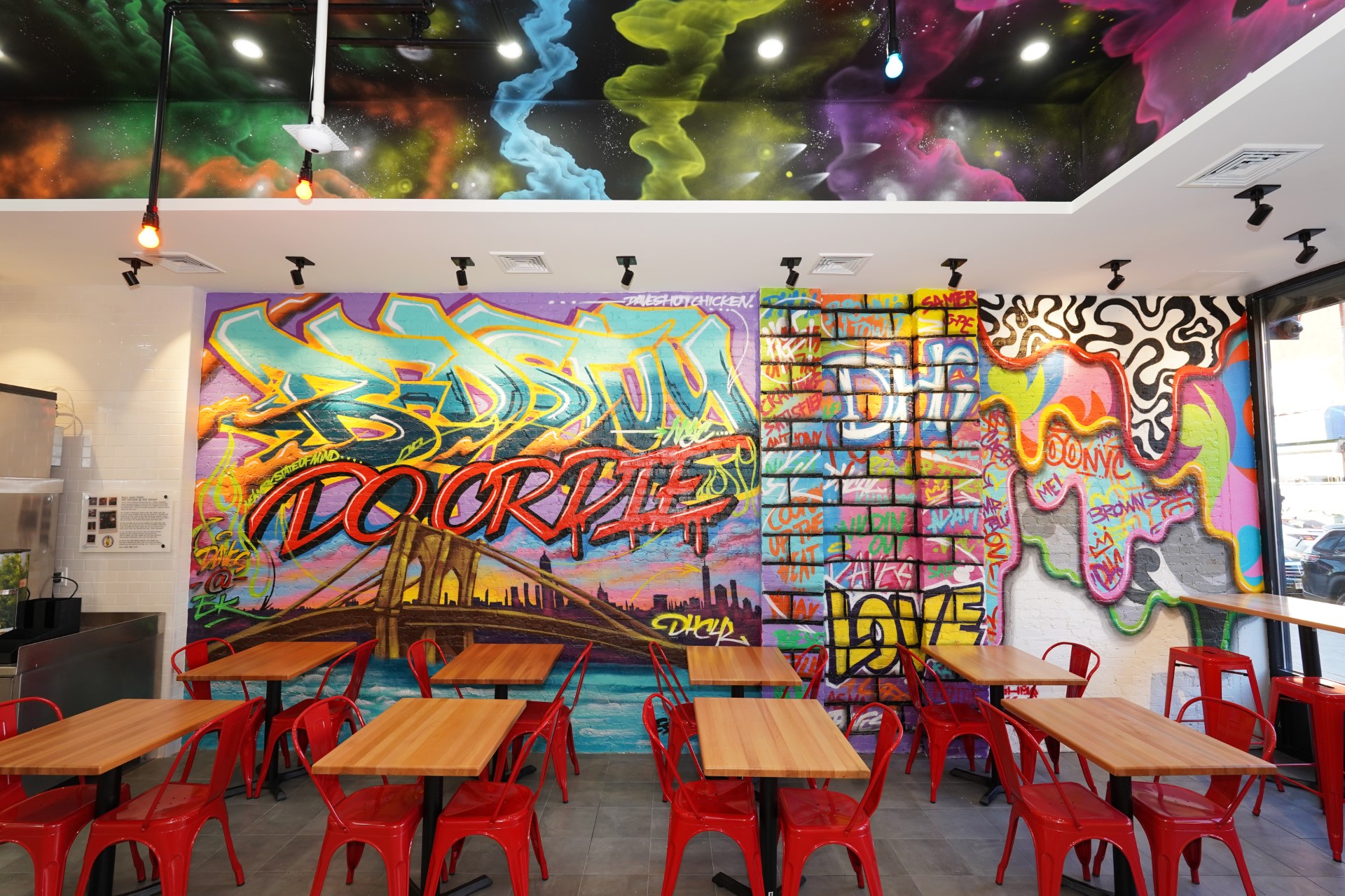 Interior shot of Dave's Hot Chicken in Brooklyn, NY - Fulton St.